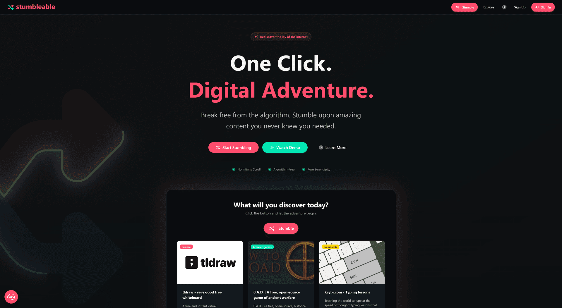 Stumbleable – Modern Web Discovery Platform