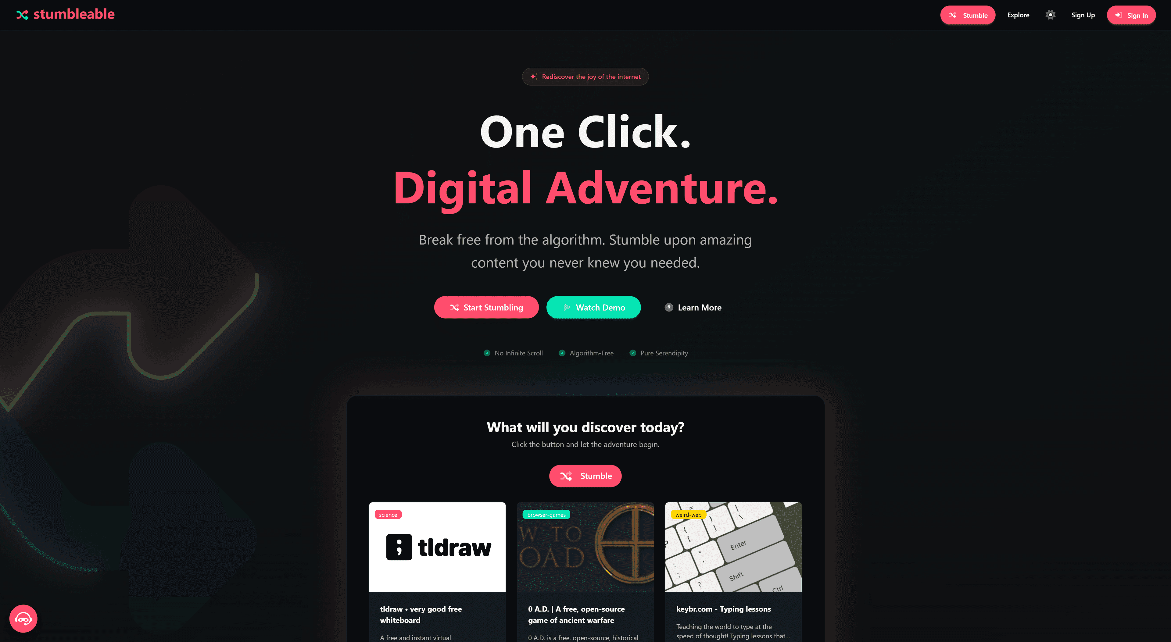 Stumbleable – Modern Web Discovery Platform